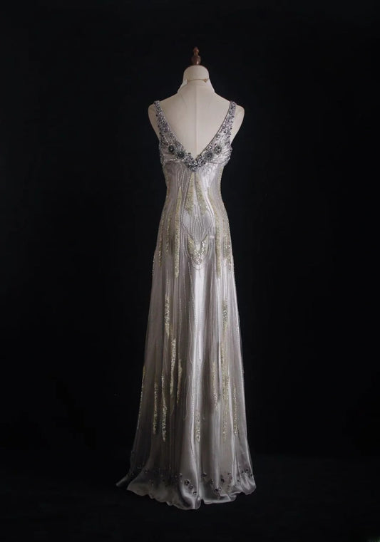 Vintage Prom Dresses 90s Formal A line Sweetheart Straps With Beadings Long Party Gowns Prom Dresses AS022