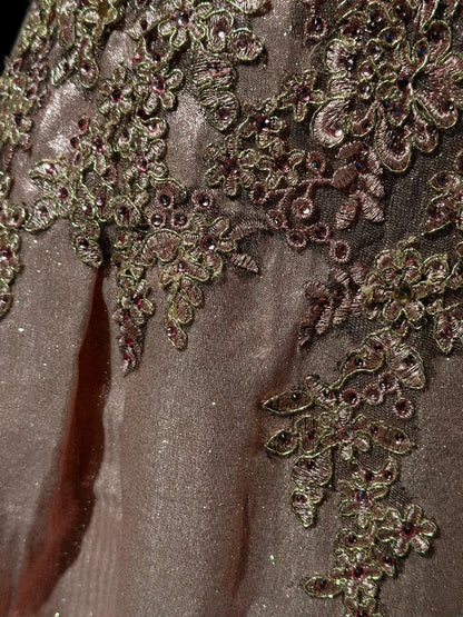 Refined Prom Dresses A Line V Neck Blush Pink Tulle With Flowers Evening Dress Formal Outfits RB5831