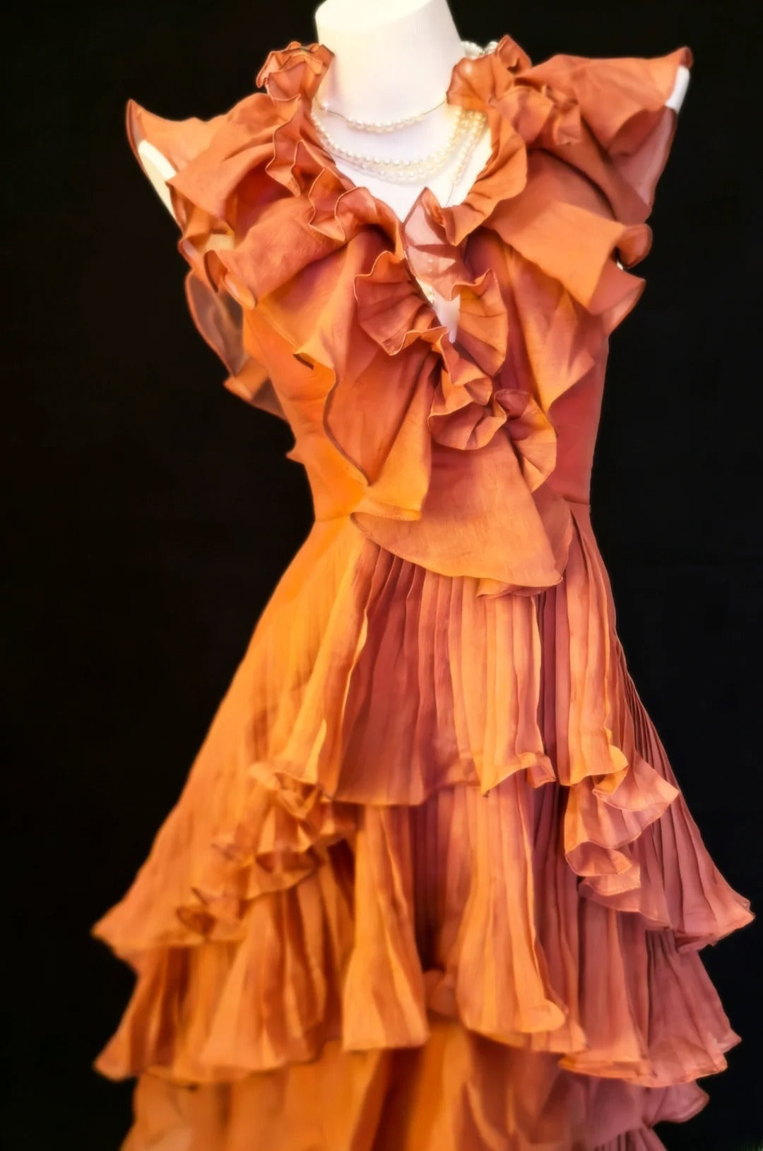 Vintage 90er Jahre Meerjungfrauen-Kleid mit V-Ausschnitt und Stufenrock für Damen, langes Partykleid, Ballkleid, Kleid zum 20. Geburtstag AS024