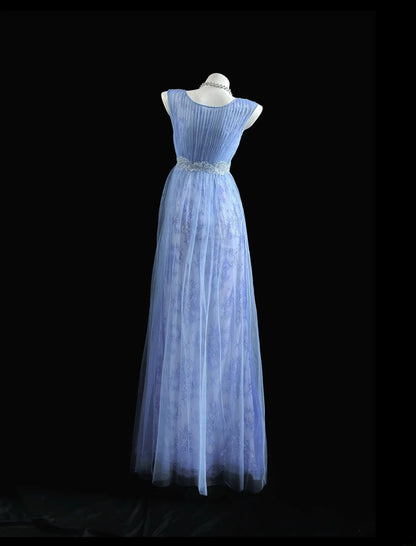 Modest Prom Dresses A Line Scoop Lavender Tulle With Lace Evening Dress Formal Outfits RB5833