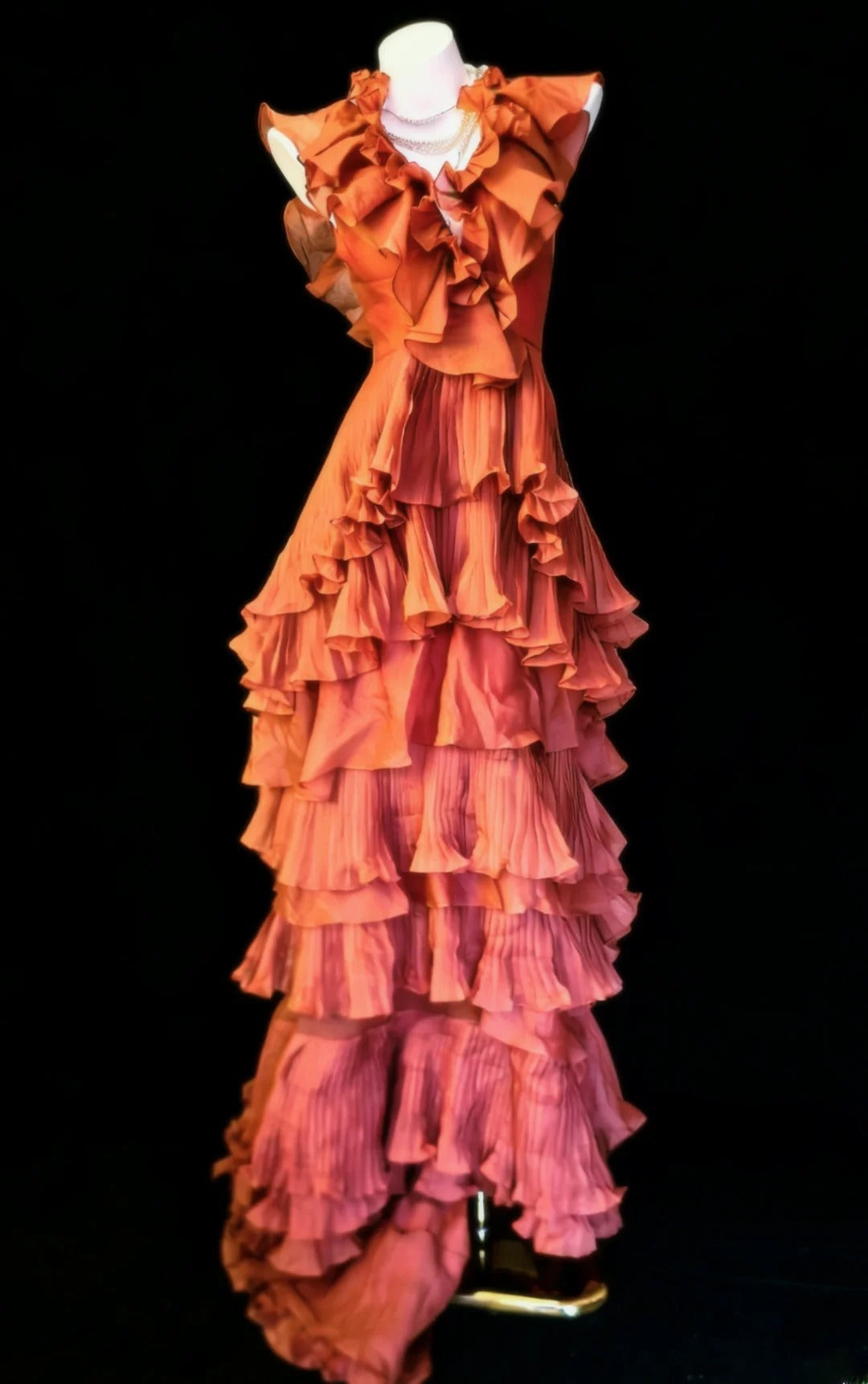 Vintage 90er Jahre Meerjungfrauen-Kleid mit V-Ausschnitt und Stufenrock für Damen, langes Partykleid, Ballkleid, Kleid zum 20. Geburtstag AS024