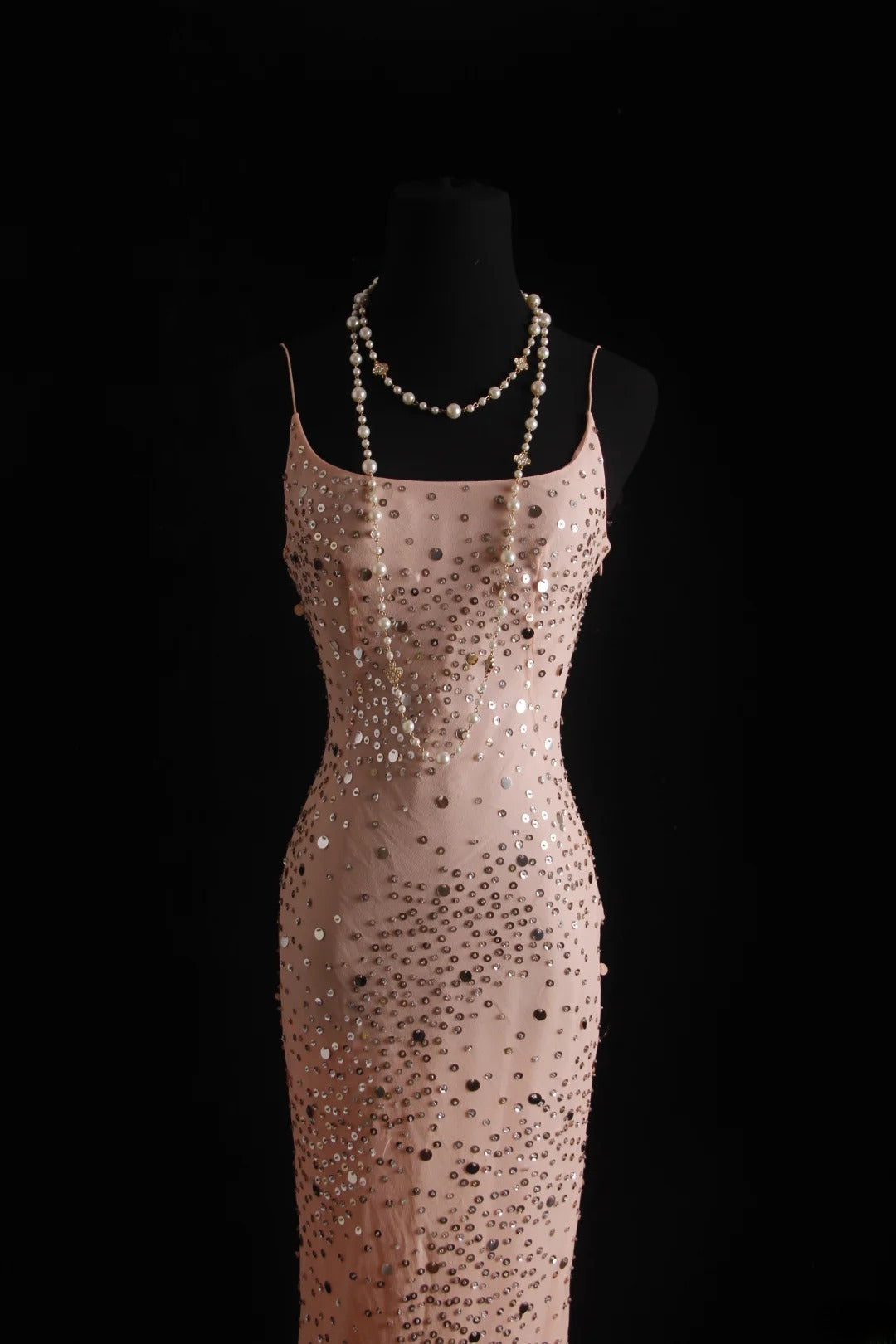 Vintage-Abendkleider im 90er-Jahre-Stil, Meerjungfrauen-Schnitt, Spaghettiträger, Rosa mit Perlenstickerei, lange Partykleider, Ballkleider AS024