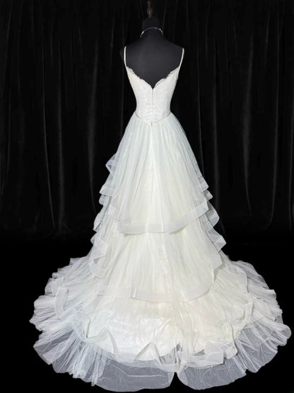 Ethereal Wedding Gowns Brides Dresses Ball Gown Spaghetti Strap For Bride Tulle White Petite/Plus Size Bridal Gown With Lace For Women AS025