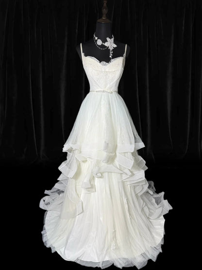 Ethereal Wedding Gowns Brides Dresses Ball Gown Spaghetti Strap For Bride Tulle White Petite/Plus Size Bridal Gown With Lace For Women AS025