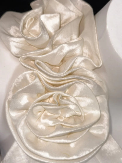 Ethereal Sheath One Shoulder Short Ivory Satin With Lace Summer Wedding Dresses RB3368