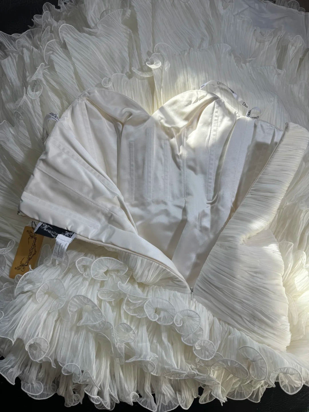 Timeless Women's Mermaid Strapless Sweetheart Sleeveless White Tulle Tiered Pleated With Beads Long Vintage Fitted 1920s Wedding Dresses AS026