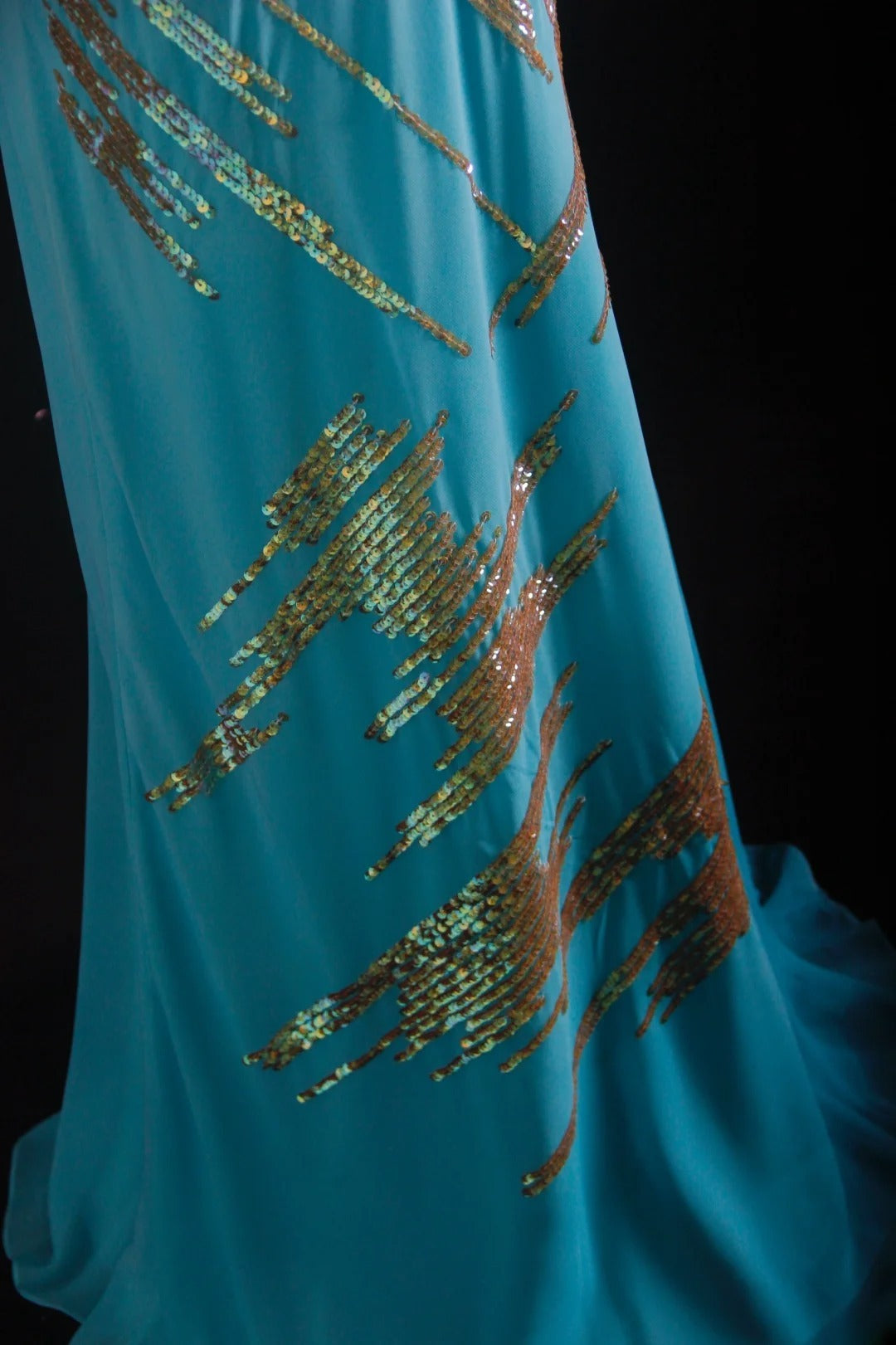 Vintage Prom Dresses 90s Formal Mermaid V Neck Blue Chiffon With Beadings Long Party Gowns Prom Dresses AS027