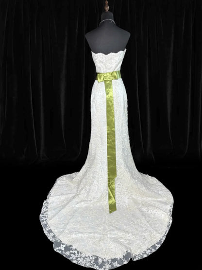 Timeless Women's Mermaid Strapless Sleeveless White Lace Long Vintage Fitted 1920s Wedding Dresses AS027