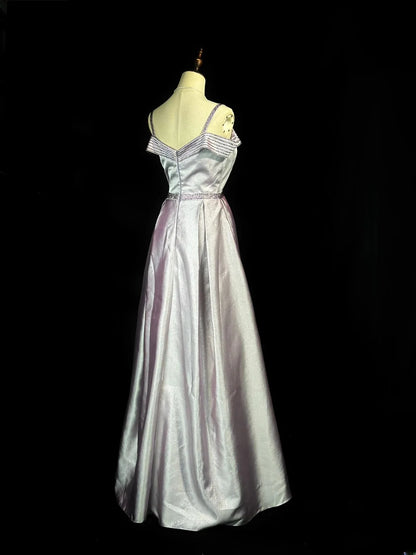 Modest Prom Dresses A line Spaghetti Strap Pink Satin With Beading Evening Dress Formal Outfits RB5836