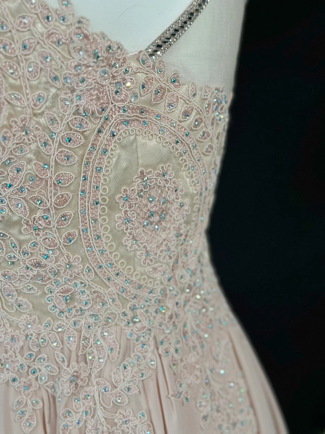 Modest Prom Dresses A line Halter Chiffon Blush Pink With Lace Evening Dress Formal Outfits RB5838