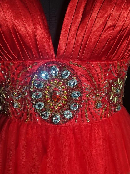 Vintage Ballkleid mit Herzausschnitt, rotes Tüllkleid, kurzes Kleid für den 16. Geburtstag, Homecoming-Kleid, Cocktailkleid AS030