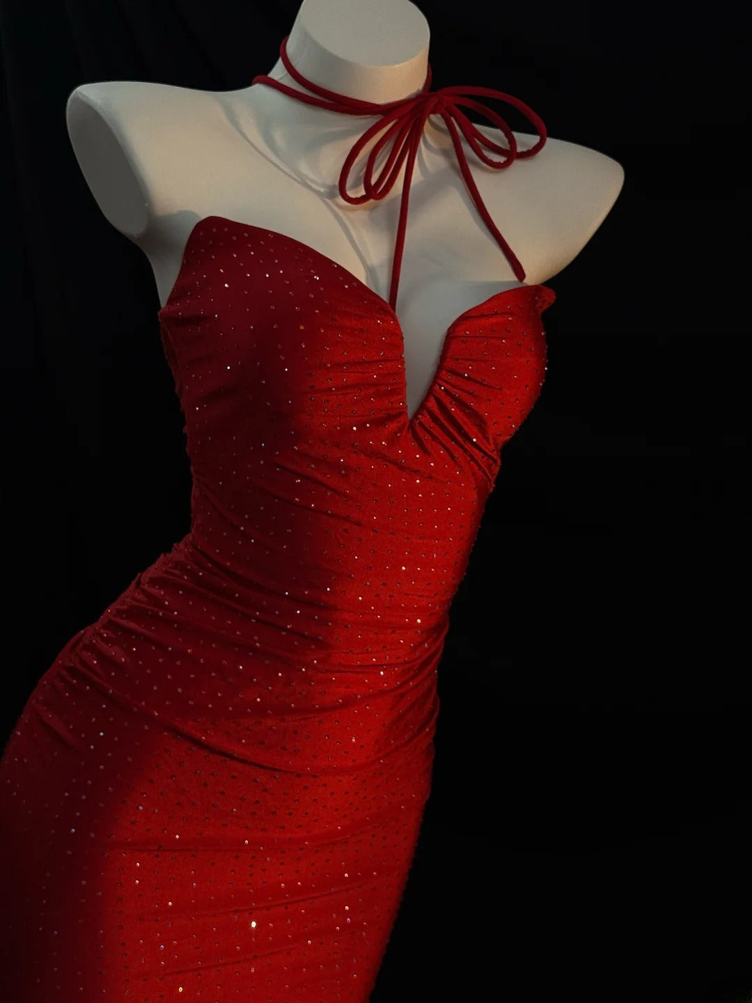Vintage Prom Dresses Mermaid Sweetheart Red Backless Satin With Beading Crystals Long Evening Formal Outfits RB3371