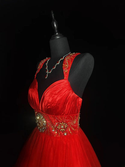 Vintage Ballkleid mit Herzausschnitt, rotes Tüllkleid, kurzes Kleid für den 16. Geburtstag, Homecoming-Kleid, Cocktailkleid AS030