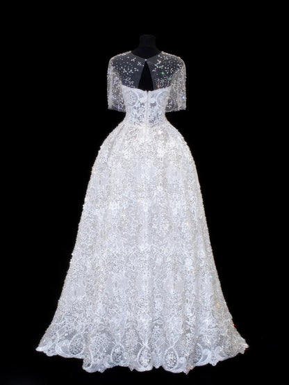 Robes de mariée élégantes et sobres pour la mariée, robes de bal bustier à manches cape blanches, robe de mariée petite/grande taille pour femmes SA030