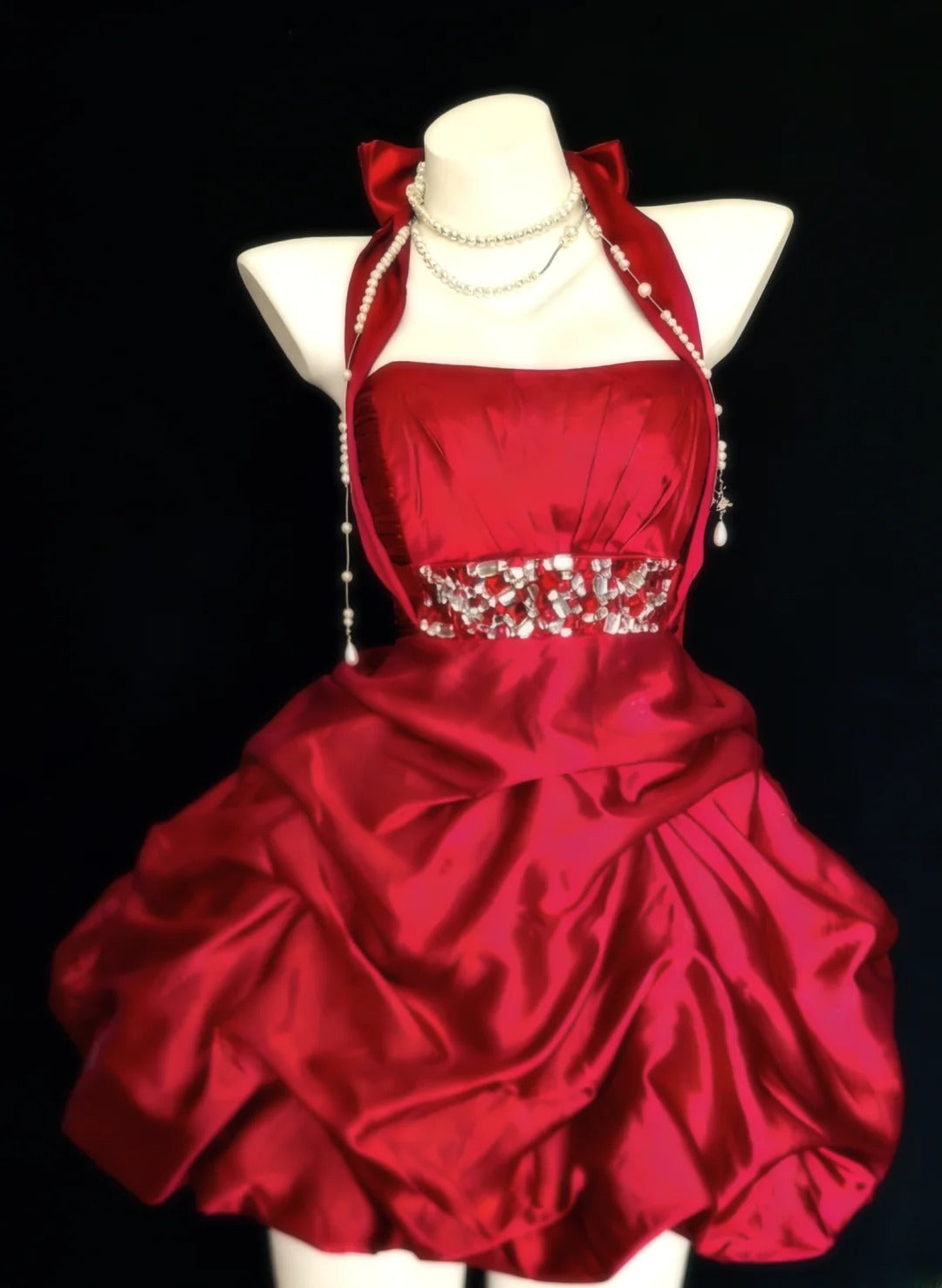 Robe de bal vintage rouge dos nu, robe de soirée courte pour un 16e anniversaire, robe de cocktail AS032