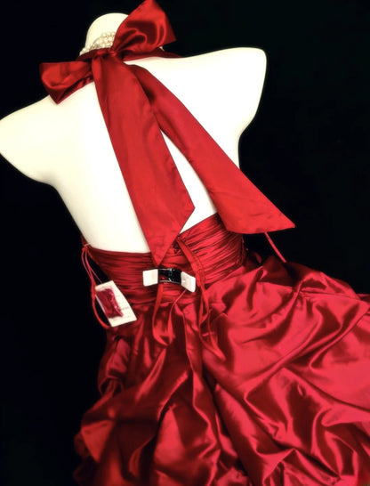 Robe de bal vintage rouge dos nu, robe de soirée courte pour un 16e anniversaire, robe de cocktail AS032