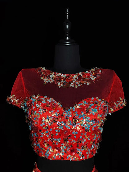Vintage 1950s Mermaid 2 Pieces Red Pink With Beading Short Sleeves Long Prom Dresses High School Senior Graduation Dance Evening Outfits AS034