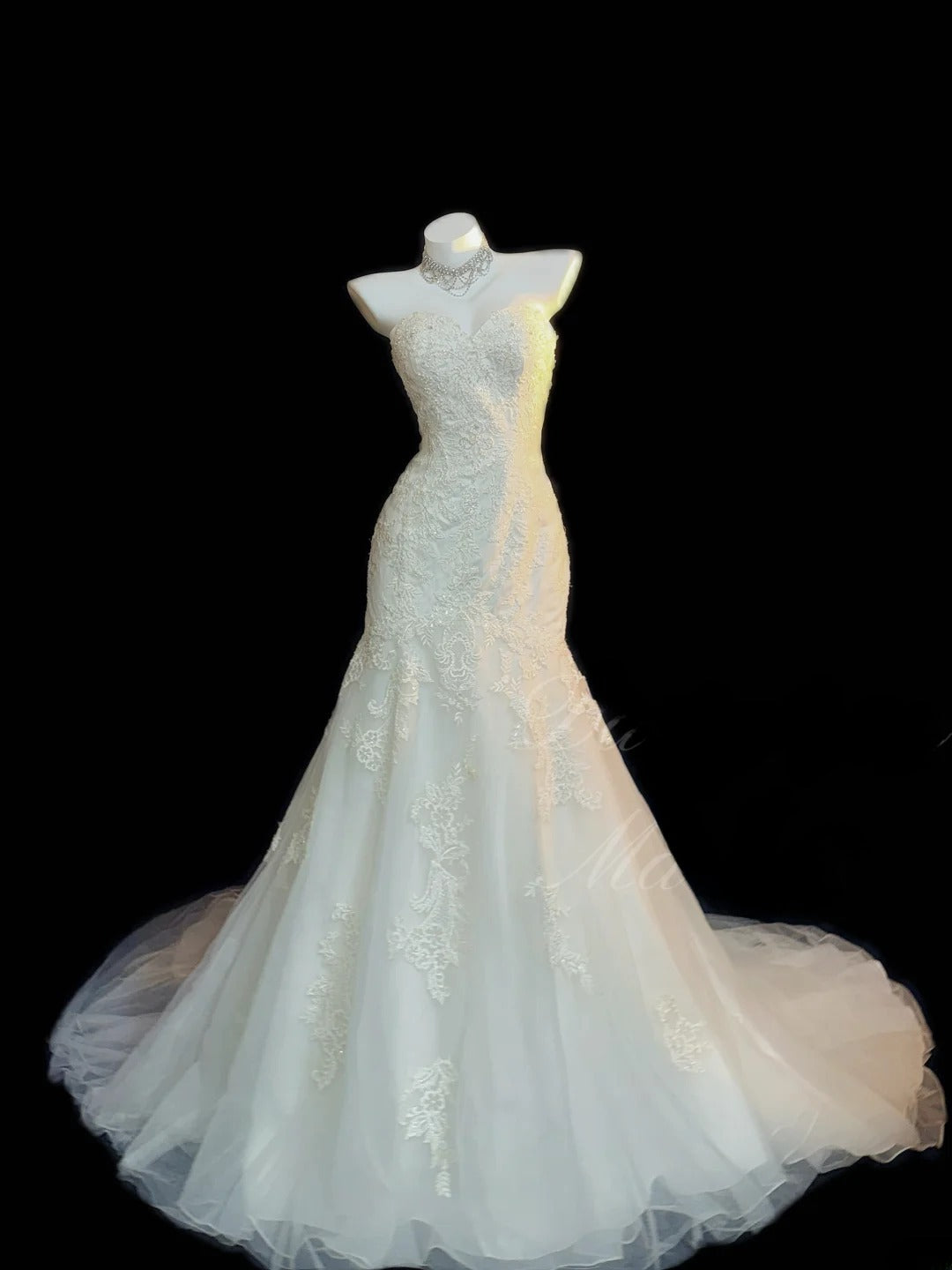 Vintage Mermaid Sweetheart Sleeveless White Lace Long Wedding Dresses RB3441