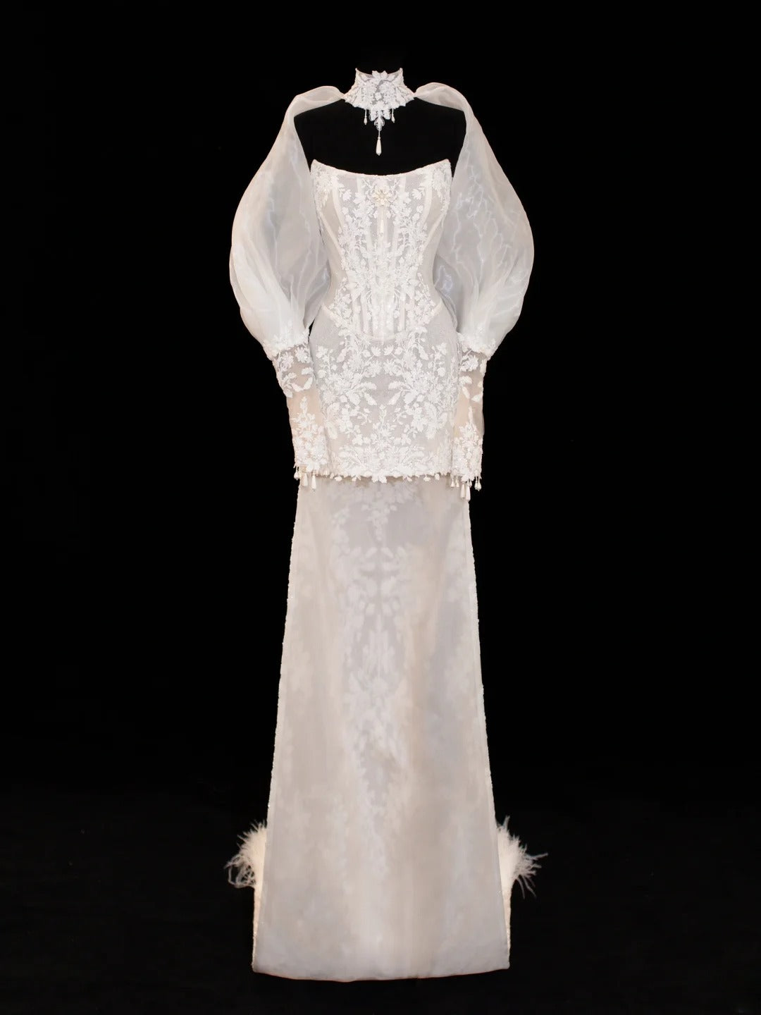 Wedding Gowns Dresses Elegant Modest for Bride Mermaid Strapless With Sleeves Cape White Petite/Plus Size Bridal Gown For Women SA037