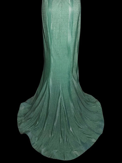 Elegantes, mintgrünes Meerjungfrauen-Abendkleid mit V-Ausschnitt, ideal für Highschool-Teenager, Abschlussball oder Schulball (AS037)