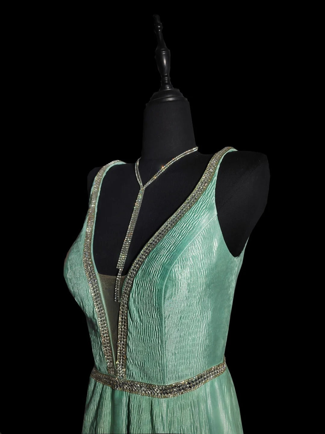 Elegantes, mintgrünes Meerjungfrauen-Abendkleid mit V-Ausschnitt, ideal für Highschool-Teenager, Abschlussball oder Schulball (AS037)