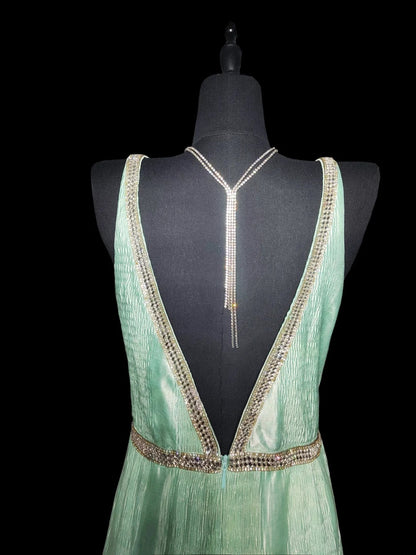 Elegantes, mintgrünes Meerjungfrauen-Abendkleid mit V-Ausschnitt, ideal für Highschool-Teenager, Abschlussball oder Schulball (AS037)