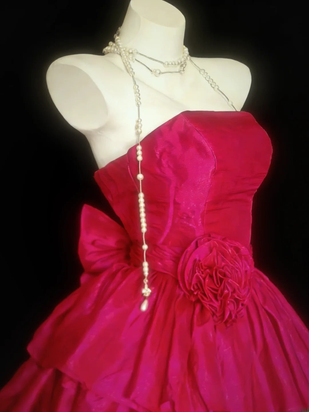 Vintage Ballkleid, trägerlos, pinkfarbener Satin, Hoco-Kleider, kurzes Geburtstagskleid, Homecoming-Kleider, Hoco-Kleid AS038