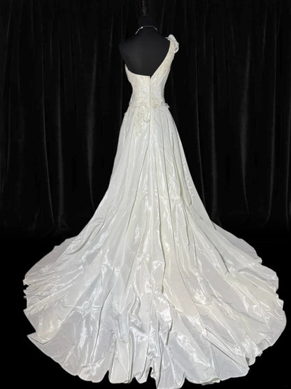 Robe de bal pour femme, asymétrique, sans manches, blanche, en dentelle à volants, satin, longue, style vintage années 70, cintrée, AS039