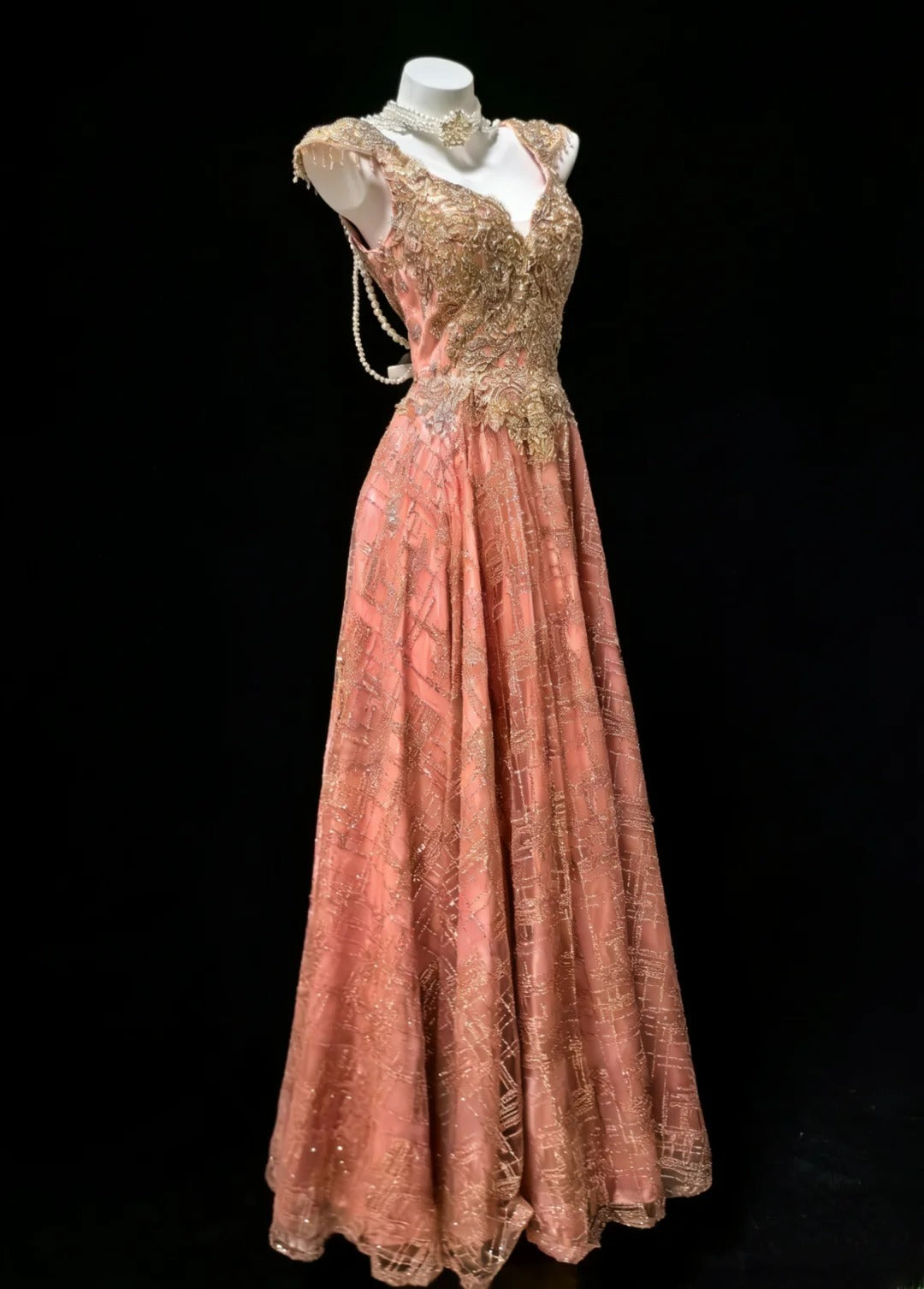 Vintage Ballkleid mit Herzausschnitt, Pailletten und Applikationen, langes Kleid für Quinceañera, Sweet 15 und 16 Geburtstag AS039