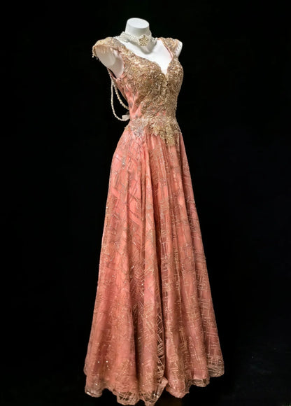 Vintage Ballkleid mit Herzausschnitt, Pailletten und Applikationen, langes Kleid für Quinceañera, Sweet 15 und 16 Geburtstag AS039