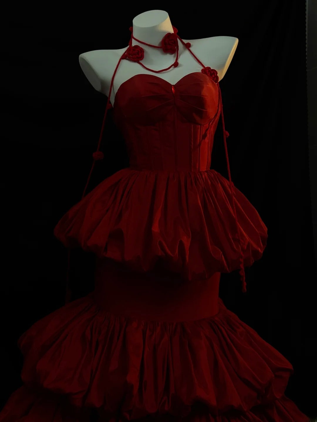 Vintage Prom Dresses Mermaid Sweetheart Burgundy With Ruffles Long Evening Formal Outfits RB3444