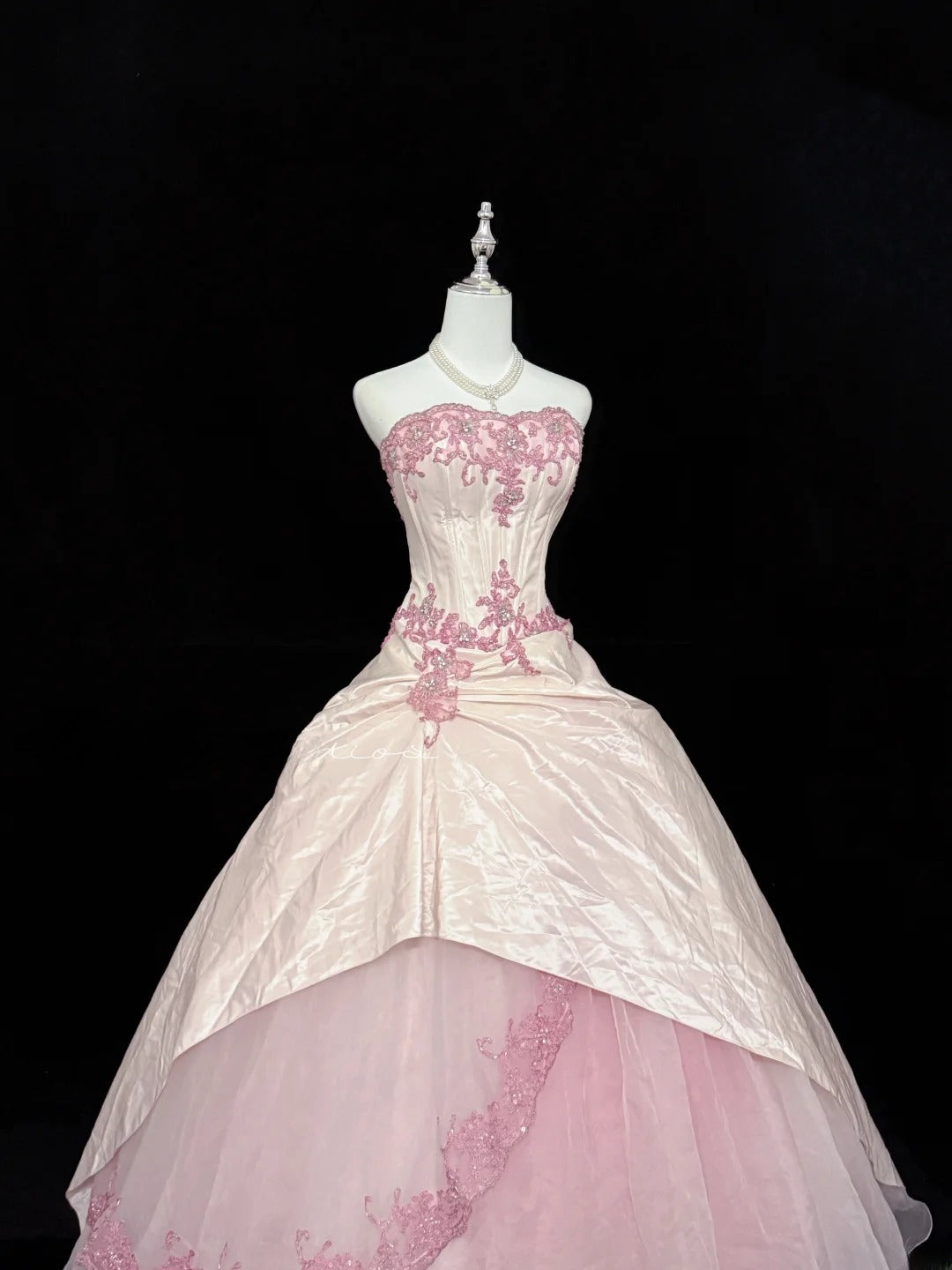 Fairy-tale Ball Gown Sweetheart Pink With Appliqued Lace Tulle Quince Dress Voluminous Sweet 16 Sweet Sixteen Outfits Vestido de RB7411