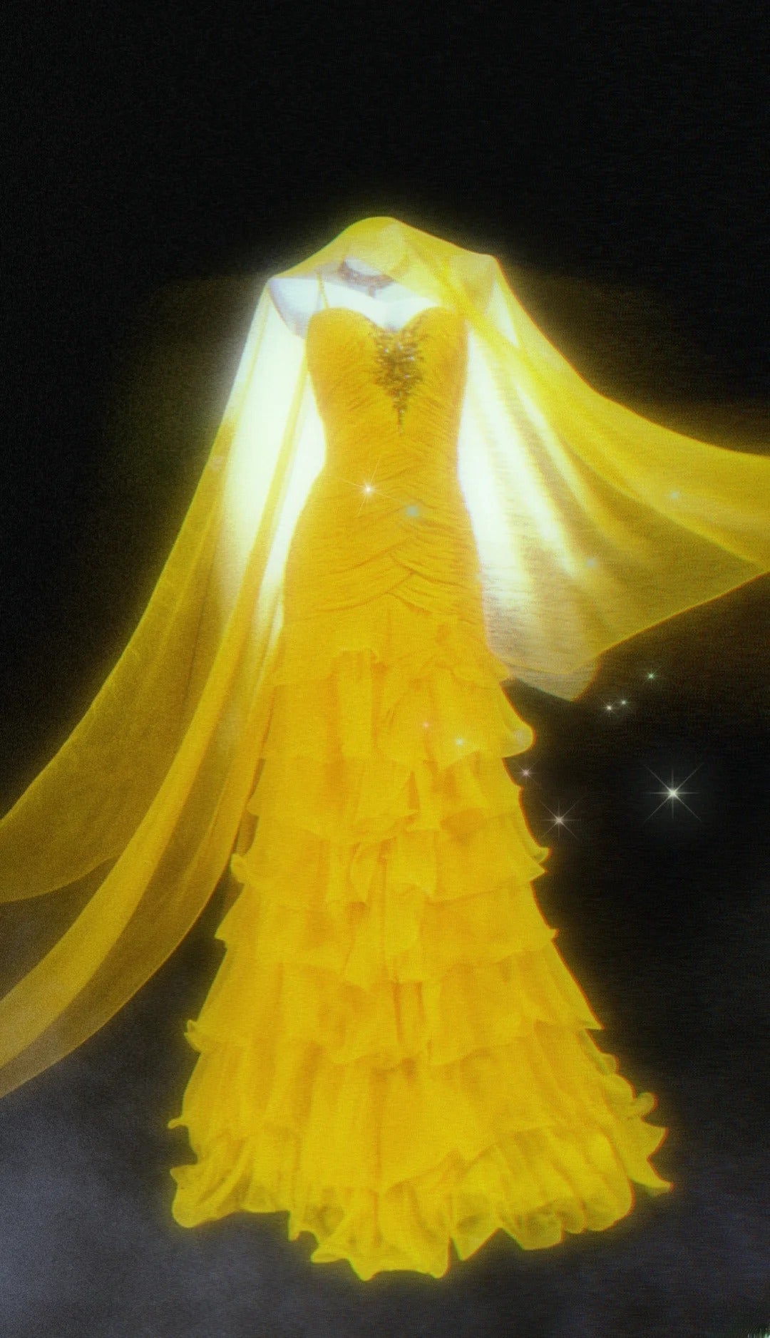 Robe de bal longue vintage années 1950, style sirène, en mousseline jaune avec foulard, idéale pour les fêtes et les anniversaires (AS041)