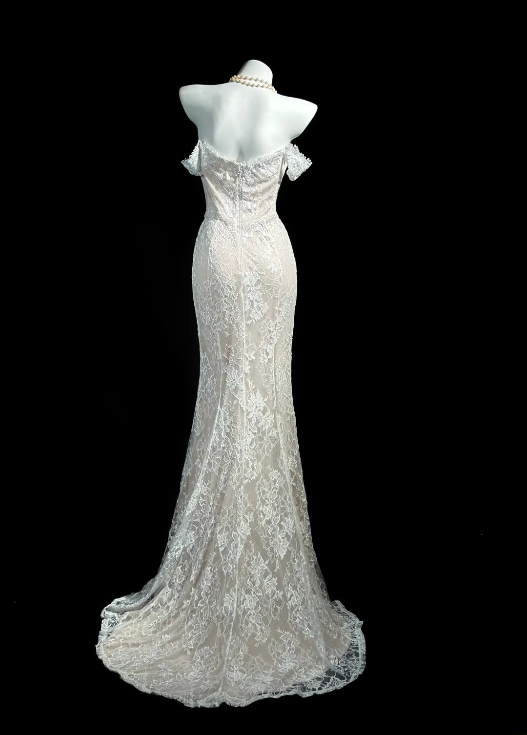 Classy Prom Dresses Mermaid Off The Shoulder White With Lace Sleeves Evening Dress Formal Outfits RB5849