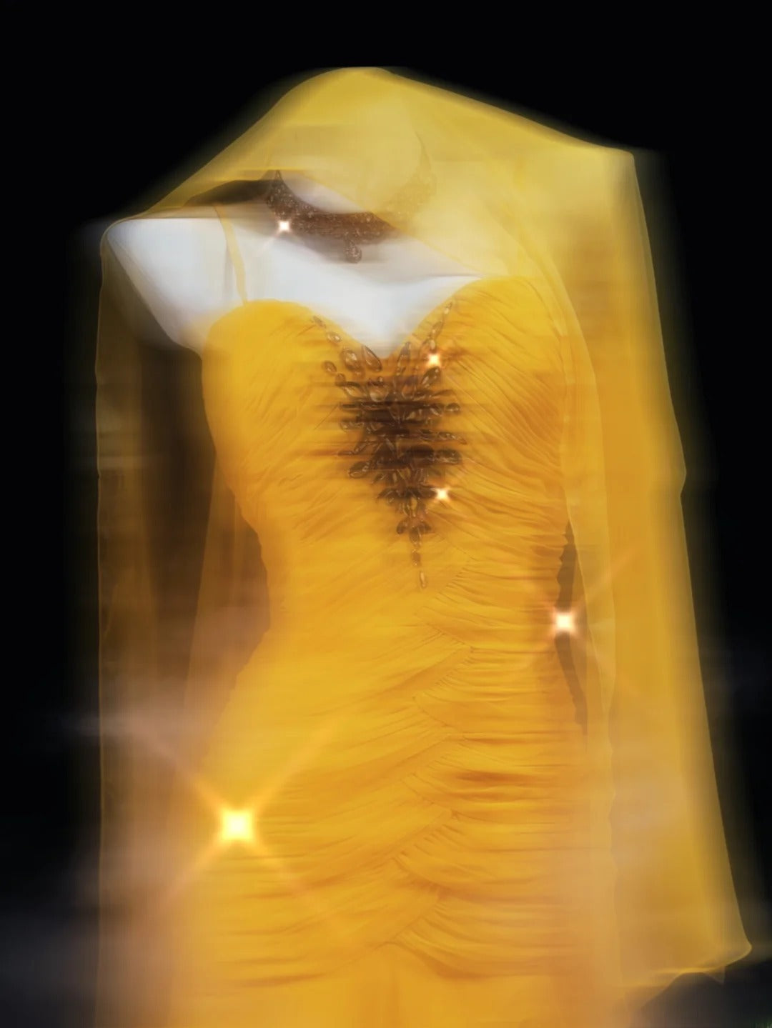 Robe de bal longue vintage années 1950, style sirène, en mousseline jaune avec foulard, idéale pour les fêtes et les anniversaires (AS041)