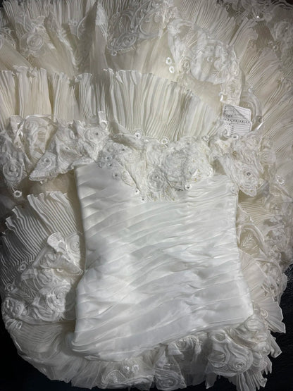 Robe de mariée bohème sirène à épaules dénudées et manches courtes en dentelle blanche à volants, longue et cintrée, style années 1920 (AS041)