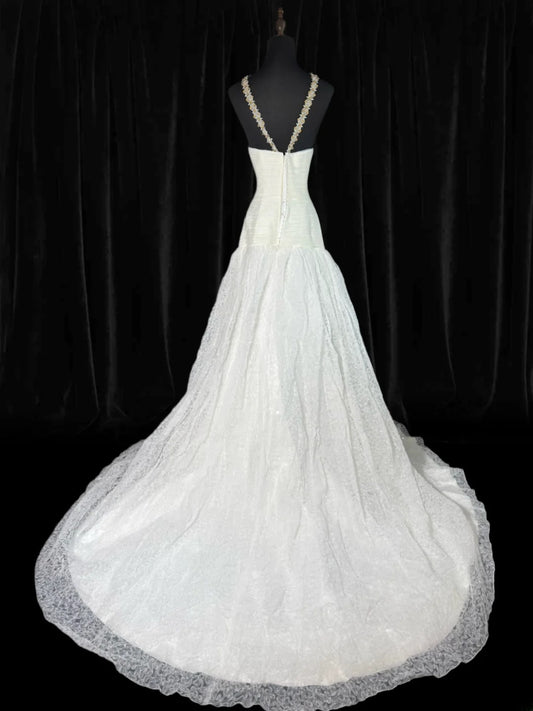 Vintage Long Wedding Gowns 70s Unique Dresses Mermaid Halter Bohemian Style for Bride With Lace Corset Fitted White Petite/Plus Size Bridal Gown AS042