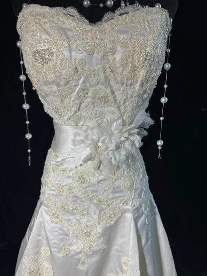 Rustic Long Wedding Gowns 70s Unique Dresses Mermaid Sweetheart Bohemian Style for Bride With Lace Corset Fitted Petite/Plus Size Bridal Gown AS043