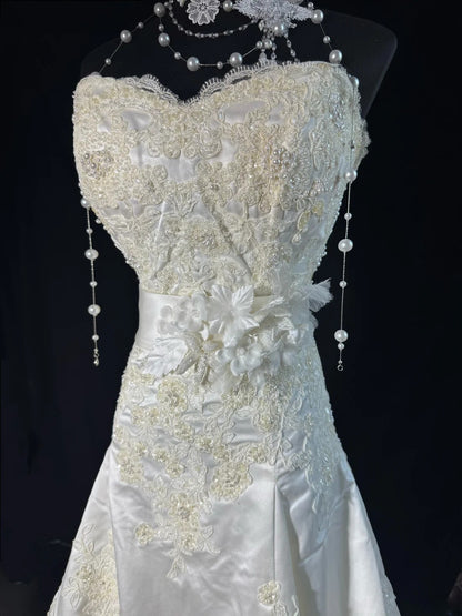 Rustic Long Wedding Gowns 70s Unique Dresses Mermaid Sweetheart Bohemian Style for Bride With Lace Corset Fitted Petite/Plus Size Bridal Gown AS043