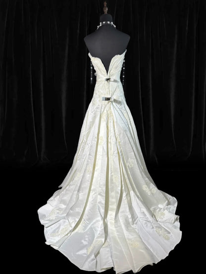 Rustic Long Wedding Gowns 70s Unique Dresses Mermaid Sweetheart Bohemian Style for Bride With Lace Corset Fitted Petite/Plus Size Bridal Gown AS043