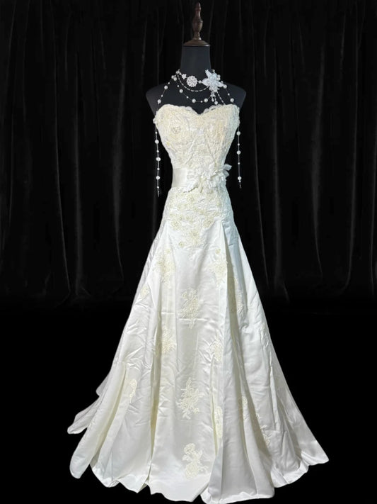 Rustic Long Wedding Gowns 70s Unique Dresses Mermaid Sweetheart Bohemian Style for Bride With Lace Corset Fitted Petite/Plus Size Bridal Gown AS043