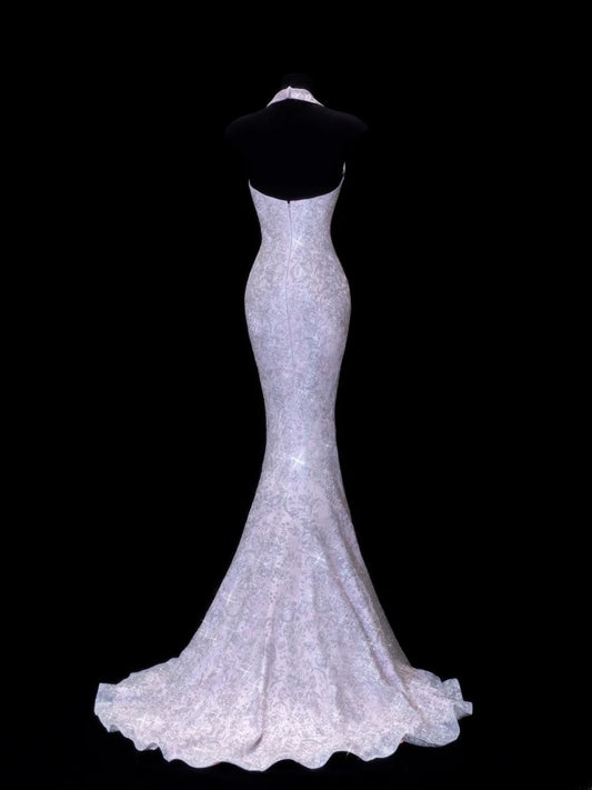 Preiswertes, langes Paillettenkleid im Stil der 1950er Jahre: Meerjungfrauen-Look mit V-Ausschnitt, Pailletten und Perlenbesatz, beeindruckend, ideal für Abschlussball und Party. SA044