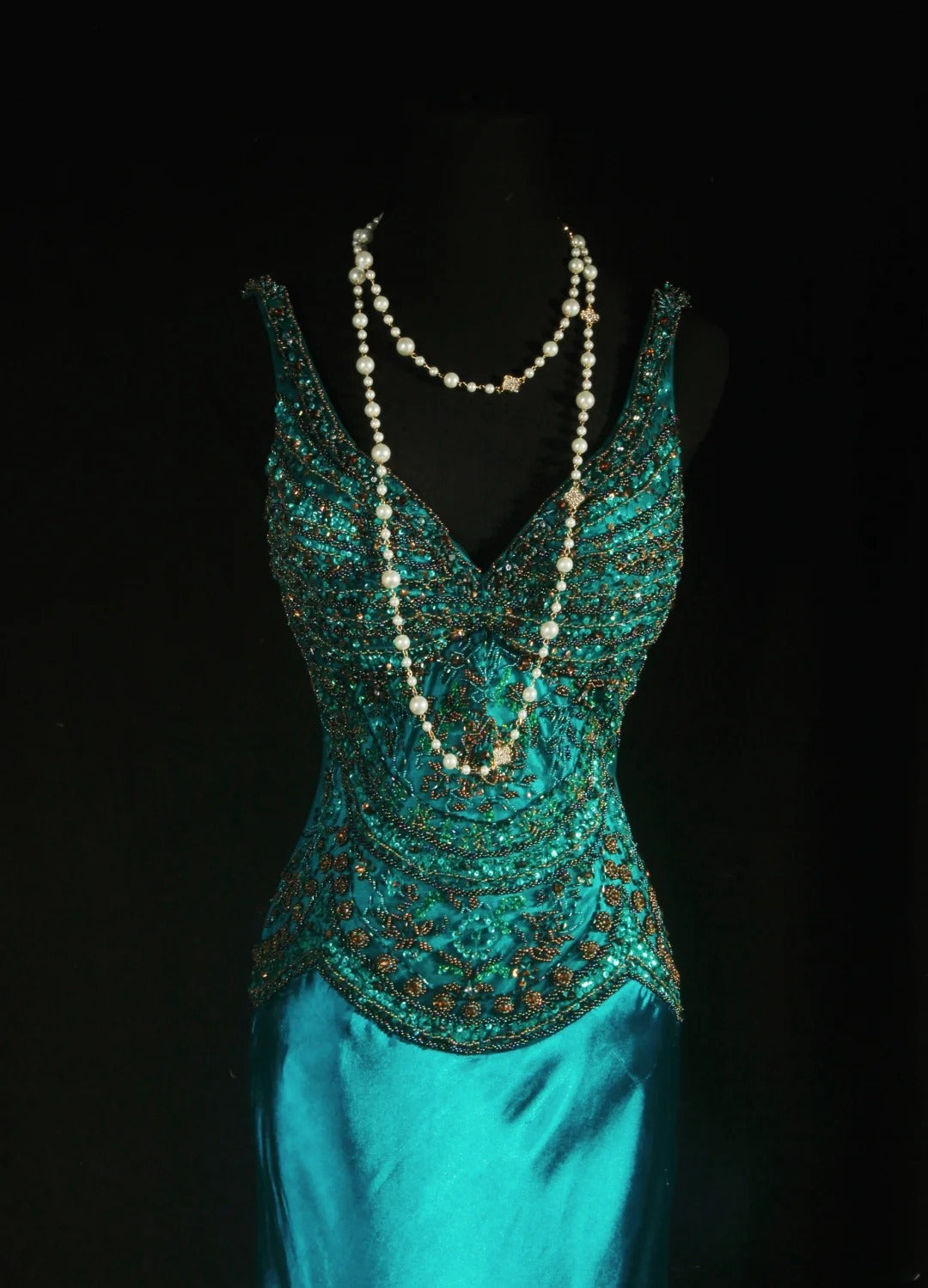 Vintage Prom Dresses 90s Formal Mermaid V Neck Silk Satin With Beadings Long Party Gowns Prom Dresses AS045