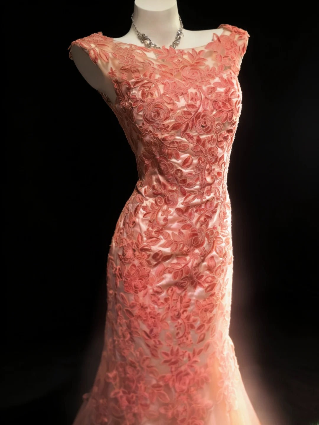 Sexy Meerjungfrauen-Abendkleid aus korallenfarbenem Tüll, ärmellos, für Damen, langes Ballkleid, Outfit für den 21. Geburtstag, Oberstufenschülerin, AS046