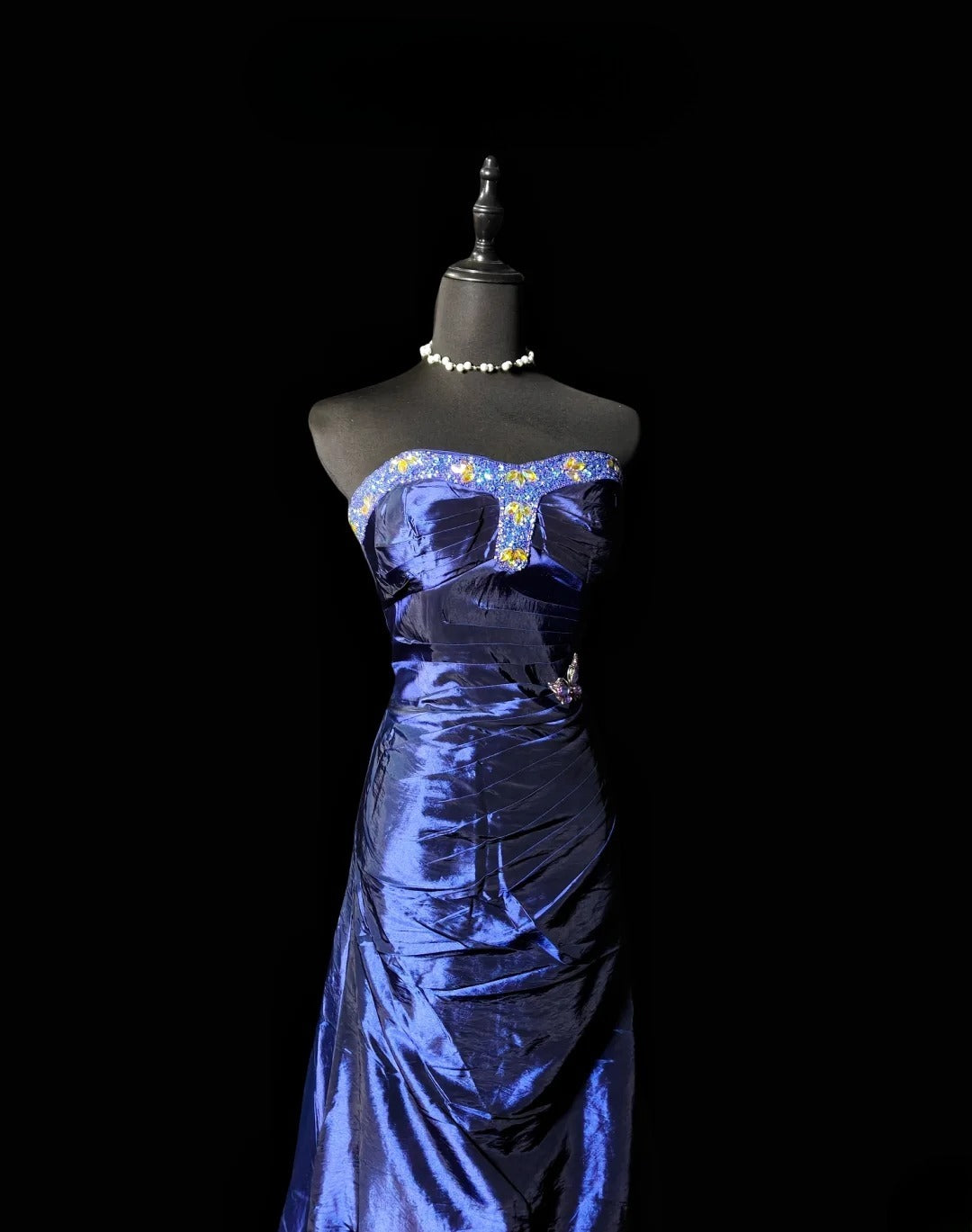 Vintage Mermaid Sweetheart Royal Blue Taffeta Long Prom Dress With Ruffled Formal Dress Long Party Dresses RB6938