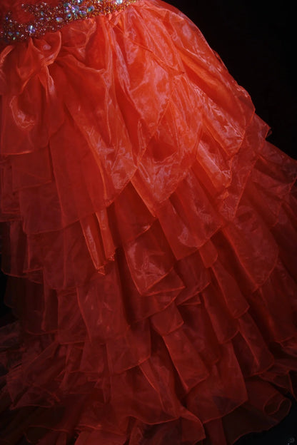 Robe de soirée longue rouge sirène vintage à décolleté cœur et perles de tulle, style rétro années 1950, idéale pour un anniversaire, un dîner ou un bal de promo (AS047)