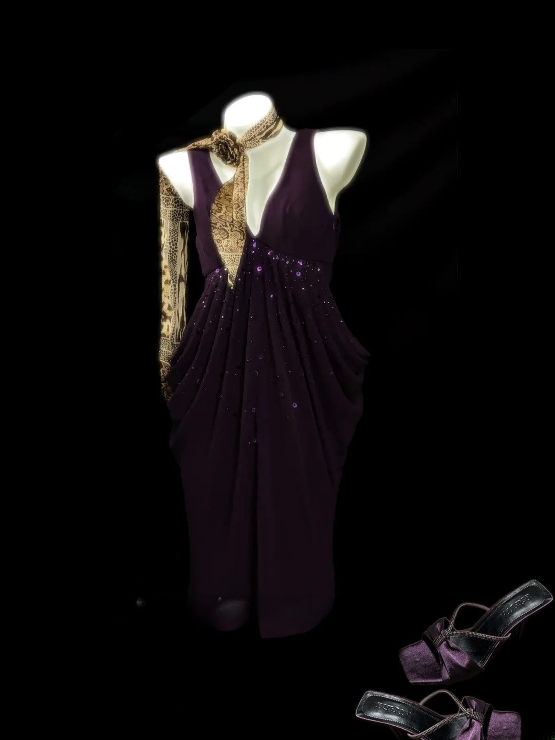 Jolie Robe Courte de Bal de Promo en Chiffon Violet Col V pour Adolescentes, Inspiration Tenues de Rentrée des Lycéennes RB3450