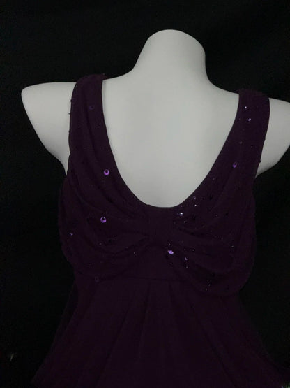 Jolie Robe Courte de Bal de Promo en Chiffon Violet Col V pour Adolescentes, Inspiration Tenues de Rentrée des Lycéennes RB3450