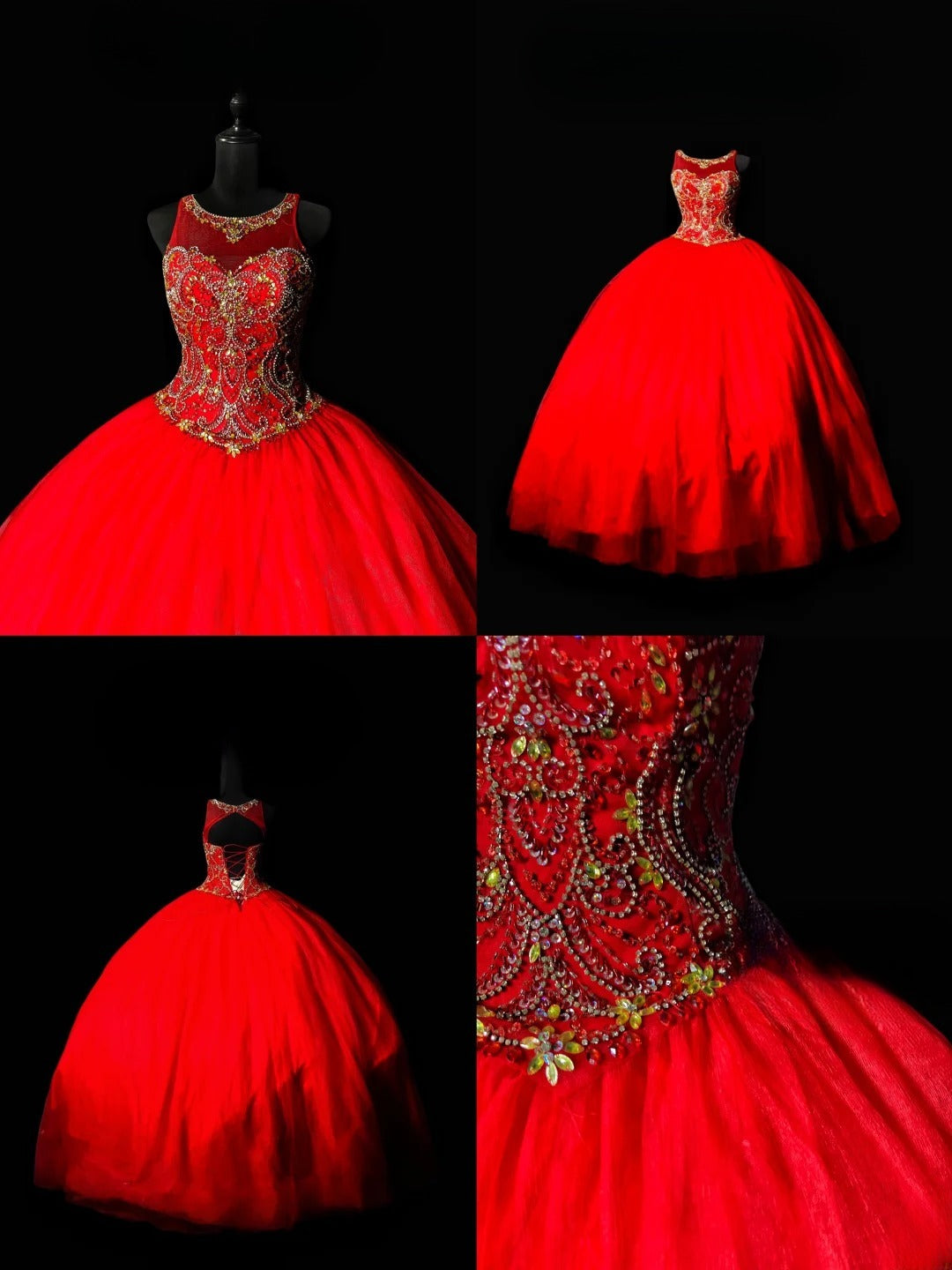 Princess Ball Gown Scoop With Gold Beading Tulle Long Quinceañera Dress Moda 2000 15 Quinceanera Dresses Ideas Sweet 16 Outfits RB6940