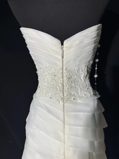 Prinzessinnen-Brautkleider, lange Kleider im 70er-Jahre-Stil, Meerjungfrauen-Ausschnitt, Boho-Stil, mit Spitze, figurbetont, auch in kleinen/großen Größen erhältlich, AS048